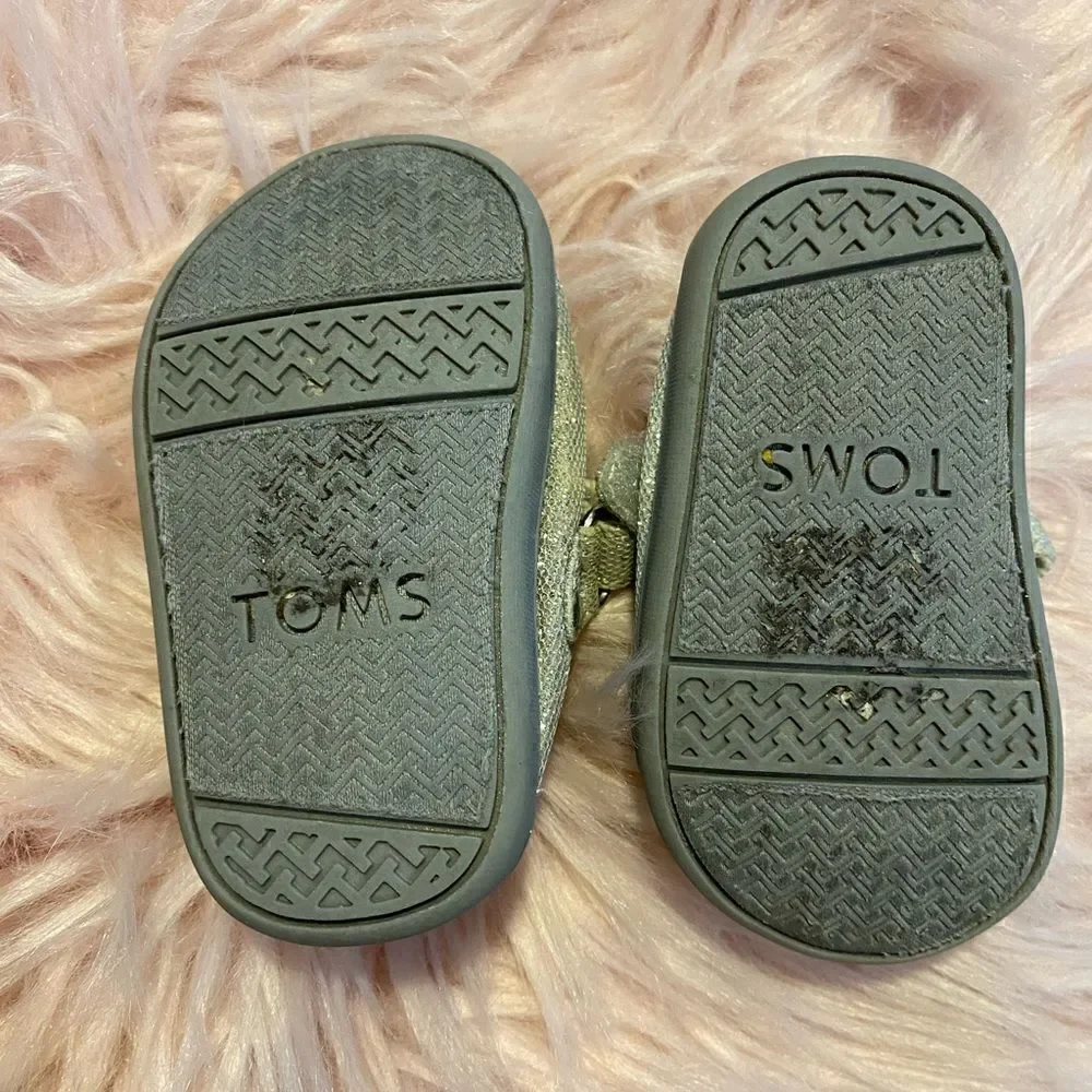 Toms Baby Girl T3 Silver Glitter Shoes